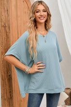 Load image into Gallery viewer, Apricot Ribbed Knit Batwing Sleeve Tunic Oversized T Shirt
