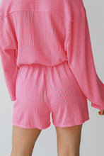 Load image into Gallery viewer, Pink Ribbed Knit Button Top and Shorts Set
