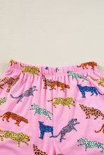 Load image into Gallery viewer, Pink Flower Print Short Sleeve High Waist Two Piece Shorts Set
