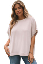 Load image into Gallery viewer, Apricot Ribbed Knit Batwing Sleeve Tunic Oversized T Shirt
