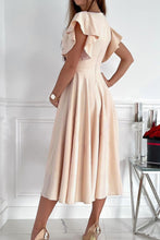 Load image into Gallery viewer, Green Ruffled Sleeve Wrap V Neck Midi Dress

