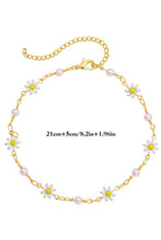 Load image into Gallery viewer, Gold Daisy &amp; Pearl Chain Anklet
