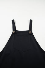 Load image into Gallery viewer, Black Solid Buttoned Straps Plus Size Overall Dress
