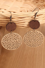 Load image into Gallery viewer, Beige Hollow Out Wooden Round Drop Earrings

