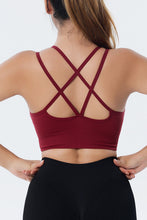 Load image into Gallery viewer, Black Ribbed Knit Strappy Back Sports Bra
