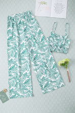 Load image into Gallery viewer, Green Boho Floral Sleeveless Wide Leg Pocket Pants Set
