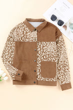 Load image into Gallery viewer, Brown Leopard Print Corduroy Long Sleeve Jacket
