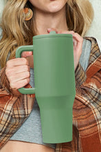 Load image into Gallery viewer, Dark Green Frosted Stainless Handle Large Vacuum Cup with Straw 40oz
