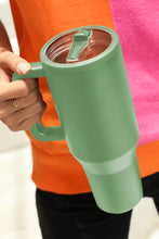 Load image into Gallery viewer, Dark Green Frosted Stainless Handle Large Vacuum Cup with Straw 40oz
