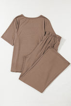 Load image into Gallery viewer, Smoke Gray Solid Color T Shirt 2pcs Wide Leg Pants Set
