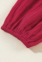 Load image into Gallery viewer, Fiery Red Textured Ruffled Trim V Neck Loose Fit Mini Dress
