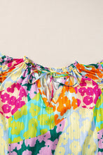 Load image into Gallery viewer, Multicolour Leopard Flutter Sleeve V Neck Crinkled Blouse
