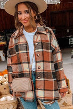 Load image into Gallery viewer, Rose Plaid Print Buttoned Shirt Jacket

