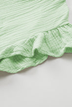 Load image into Gallery viewer, Green Crinkled Texture V Neck Ruffled Sleeve Tops and Shorts Set
