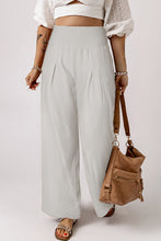 Load image into Gallery viewer, Black Smocked Wide Waistband High Waist Wide Leg Pants
