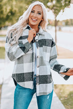 Load image into Gallery viewer, Plaid Color Block Buttoned Long Sleeve Jacket with Pocket
