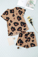 Load image into Gallery viewer, Leopard Pocket Short Sleeve Drawstring Lounge Set

