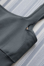 Load image into Gallery viewer, Black Ribbed Square Neck Padded Sports Romper

