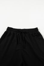 Load image into Gallery viewer, Black Casual Textured Tee and Drawstring Shorts Set
