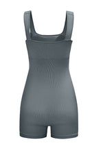 Load image into Gallery viewer, Black Ribbed Square Neck Padded Sports Romper
