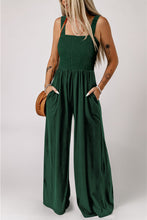 Load image into Gallery viewer, Black Smocked Sleeveless Wide Leg Jumpsuit with Pockets

