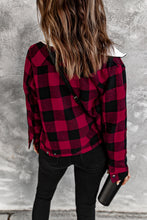 Load image into Gallery viewer, Red Plaid Print Fleece Button Jacket

