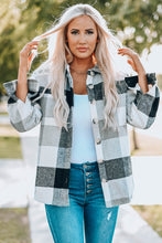 Load image into Gallery viewer, Plaid Color Block Buttoned Long Sleeve Jacket with Pocket
