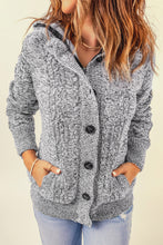 Load image into Gallery viewer, Dark Gray Long Sleeve Button-up Hooded Cardigans
