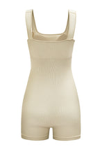 Load image into Gallery viewer, Black Ribbed Square Neck Padded Sports Romper
