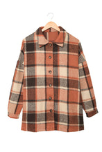 Load image into Gallery viewer, Rose Plaid Print Buttoned Shirt Jacket
