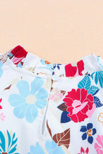 Load image into Gallery viewer, White Frill Mock Neck Sleeveless Tiered Floral Dress
