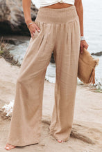 Load image into Gallery viewer, Black Smocked Wide Waistband High Waist Wide Leg Pants

