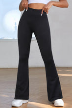 Load image into Gallery viewer, Black High Waist Tummy Control Flared Sports Pants
