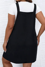Load image into Gallery viewer, Black Solid Buttoned Straps Plus Size Overall Dress
