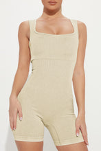 Load image into Gallery viewer, Black Ribbed Square Neck Padded Sports Romper
