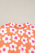 Load image into Gallery viewer, Orange Flower Print Short Sleeve Shirt Pajamas Set
