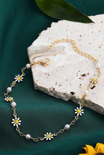Load image into Gallery viewer, Gold Daisy &amp; Pearl Chain Anklet
