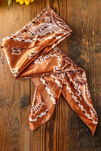 Load image into Gallery viewer, Gold Flame Vintage Fashion Satin Paisley Flower Prints Square Scarf
