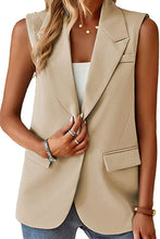 Load image into Gallery viewer, Apricot Single Button Pocketed Lapel Vest Blazer
