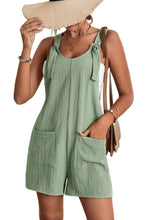 Load image into Gallery viewer, Black Adjustable Straps Pocketed Textured Romper
