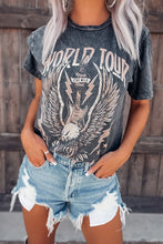 Load image into Gallery viewer, Gray WORLD TOUR Graphic Print Mineral Washed Tee

