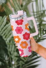 Load image into Gallery viewer, Multicolor Flower Print Handled Stainless Steel Vacuum Cup 40oz
