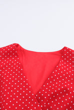 Load image into Gallery viewer, Red Polka Dot V Neck Ruffle Sleeve Dress
