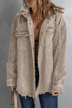 Load image into Gallery viewer, Khaki Patchwork Hooded Corduroy Shacket
