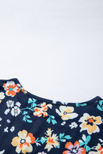 Load image into Gallery viewer, Blue Short Sleeve A-line Floral Dress
