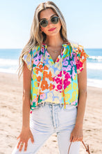 Load image into Gallery viewer, Multicolour Leopard Flutter Sleeve V Neck Crinkled Blouse
