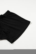 Load image into Gallery viewer, Black Casual Textured Tee and Drawstring Shorts Set
