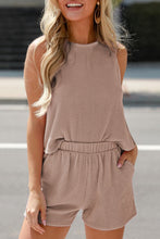 Load image into Gallery viewer, Smoke Gray Corded Sleeveless Top and Pocketed Shorts Set
