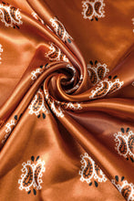 Load image into Gallery viewer, Gold Flame Vintage Fashion Satin Paisley Flower Prints Square Scarf
