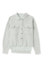 Load image into Gallery viewer, Sky Blue Raw Hem Flap Pockets Cropped Corduroy Jacket

